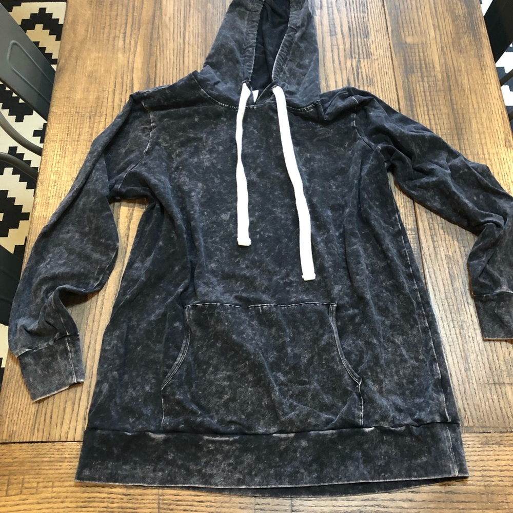 Black acid wash fashion hoodie